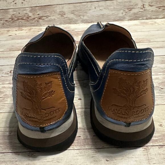 Mayan Roots Handmade Metallic Leather Flats Women's Size 8 Slip On Comfort - Picture 3 of 10
